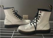 White Leather Dr Marten Boots