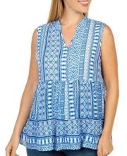 NWT Unique Spectrum Women's Print Stripe Sleeveless Top - Blue size small new