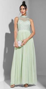 NWT Amelia Rose Modcloth An Unforgettable Evening Green Maxi Gown Dress Size 6