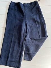 NWT Bar III Navy Linen Blend pull on wide leg pants size 16W