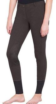 TuffRider Women's Starter Pull-On Knee Patch Breeches Charcoal Gray Size Small