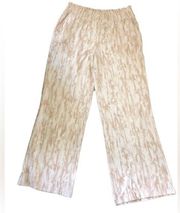 Belle Beach by Kim Gravel  Smocked Waist Wide Leg Pant M Cream Beige