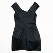 Marc Jacobs Silk Lined Off The Shoulder V Neck Cocktail Party Mini Dress Black 6