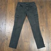 Ann Taylor Cargo Zipper Ankle Charcoal Gray Skinny Jeans