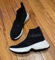 Ariella Platform Socks Knit High top Logo Chunky Slip-On Sneakers Athletic Braided Strap Women's Black Shoes Size 8.5