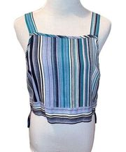 ASOS Band of Gypsies Blue striped cropped tank top Size Medium Women Sleeveless