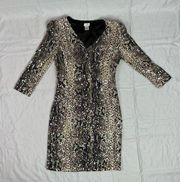 Cache Snake print mini Dress all over sequins cocktail size 6