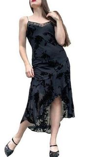 Sue Wong 90s Vintage Silk Velvet Beaded Formal Whimsigoth Slip Prom Dress