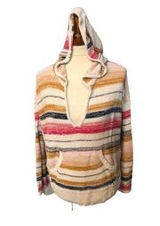 Billabong Womens Striped Hooded Long Sleeves Knit Pullover Sweater Size L