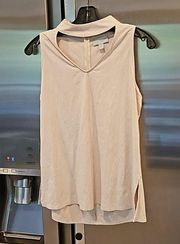 💕VERONICA M💕 100% Suede V-Neck Choker Sleeveles Top ~ Light Beige Medium NWOT