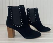 NWT Rebecca Minkoff Sara Suede Bootie Black Studded Pull on Size 7.5