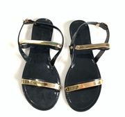 Black and Gold Jelly Sandals size 36