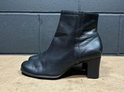 St. John’s Bay Square Toe Black Leather Ankle Boots Wmns Sz 9 M