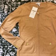 NWT Tyler Boe Zipper Cardigan Sweater with Gold Buttons