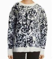 Adrianna Papell Fuzzy Black and White Sweater