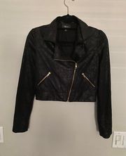 Faux Leather Black Cropped Moto Jacket 