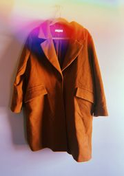 Long  Brunt Orange Pea Coat