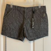 NWT SUPPLIES BLACK GRAY TROPICAL PALM LEAF PRINT DENIM SHORTS SIZE 14