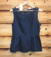 NWT Blue Eyelet Peplum Top