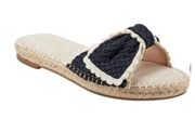 Navy Blue Braylin Bow Tie Scallop Trim Espadrille Slide Sandals Size 8