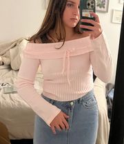Light Pink Off The Shoulder Sweater