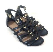 Sperry‎ Top-Sider Grace Gladiator Wedge Sandals Black Leather Womens