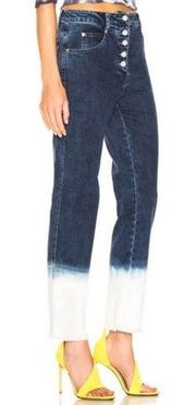 💕MIAOU💕 Dip-Dye Junior Jean High Rise Cropped Straight Leg ~ Indigo & White 27