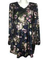 Loveriche Navy Mix Floral Velvet Dress - Size Large