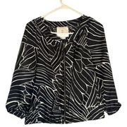 HEI HEI Anthropologie Black & White Aroha Full Zip Bomber Jacket Women Sz S