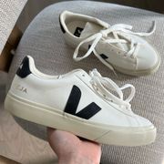 NEW Anthropologie + Veja Campo Sneakers in Extra White / Black