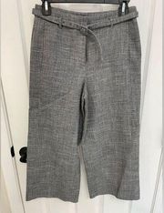 Ann Taylor Petite Heather Gray Belted Wide Leg Ankle Dress Pants Women’s Size 0P