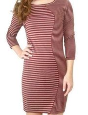 Chelsea & Violet Fitted Striped Dress 3/4 Sleeve Jersey Size Small Sz S