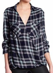 Women’s Plaid Crossover Shirt Sz M