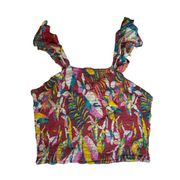 Goa Beachwear by Japna Tropical Print Crop Top Size Medium New