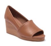 Leather Wedge Sandals Palmer Whipstitch Trim Brown Size 9M New