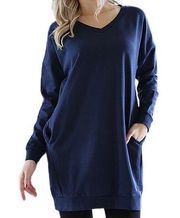 V Neck Pocket Tunic Sweatshirt