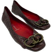 Brown Patent Leather Ballet Flats Size 7.5 Slip On Business