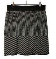 Kenar Gray & Black Wool Herringbone Knit Mini Skirt M