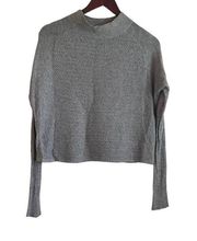 Club Monaco Sweater Women XS Gray High Neck Long Sleeve Open Knit Pullover Wool