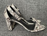 NEW Lane Bryant Block Heel Snake Print Sandals Ivory Black Women’s Size 10