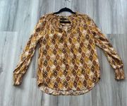 Jane + Delancey S Yellow Metallic Blouse