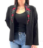 Vintage Notations Faux Suede Embroidered Jacket Size Petite Medium