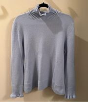 Ann Mashburn Light Blue 100% Cashmere Turtleneck Long Sleeve Sweater | M