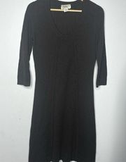 Brown 3/4 sleeve 100% cashmere dress