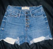 Size 0 High Waisted Pocketed Distressed Cut Off Denim Jean Shorts