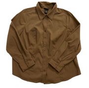 Lane Bryant Women Plus Size 18/20 Brown Button Up Shirt Collared (24-409)