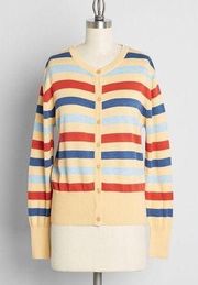 NWT Circus Modcloth Hyped and Striped Yellow Button Front Cardigan Sweater Sz M