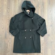 Vintage 1960s  Loro Piana Lambswool Hooded Coat Forest Green 14/L