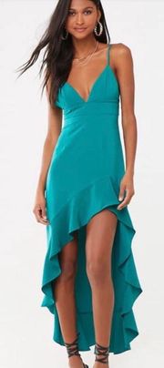 Teal High Low Dress