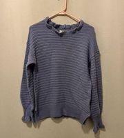 Madewell Ruffle Neck Sweater Size Small Cotton Merino Wool Blend Dusty Purple